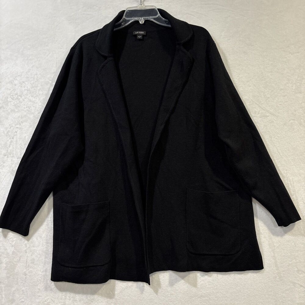J. Jill Wearever Collection Black Open Front Knit Sweater Cardigan Women's 2X